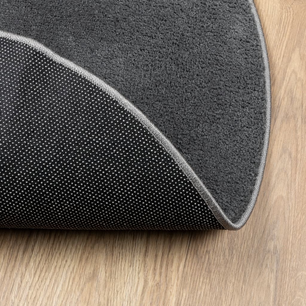 Vloerkleed OVIEDO laagpolig Ø 120 cm antracietkleurig is nu te koop bij PeponiXL, paradijselijk wonen!
