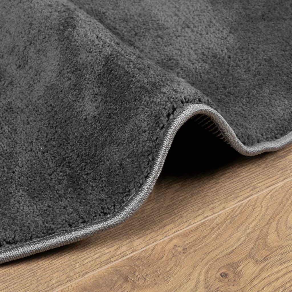 Vloerkleed OVIEDO laagpolig Ø 120 cm antracietkleurig is nu te koop bij PeponiXL, paradijselijk wonen!