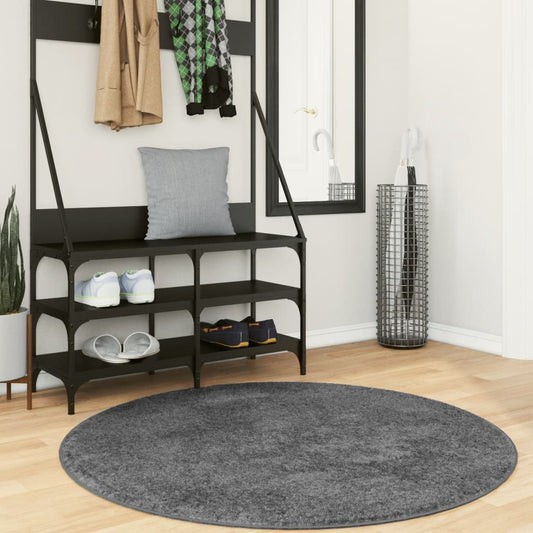 Vloerkleed OVIEDO laagpolig Ø 120 cm antracietkleurig is nu te koop bij PeponiXL, paradijselijk wonen!