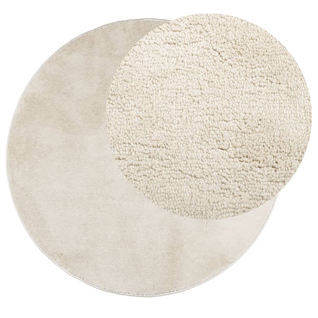 Vloerkleed OVIEDO laagpolig Ø 120 cm beige is nu te koop bij PeponiXL, paradijselijk wonen!