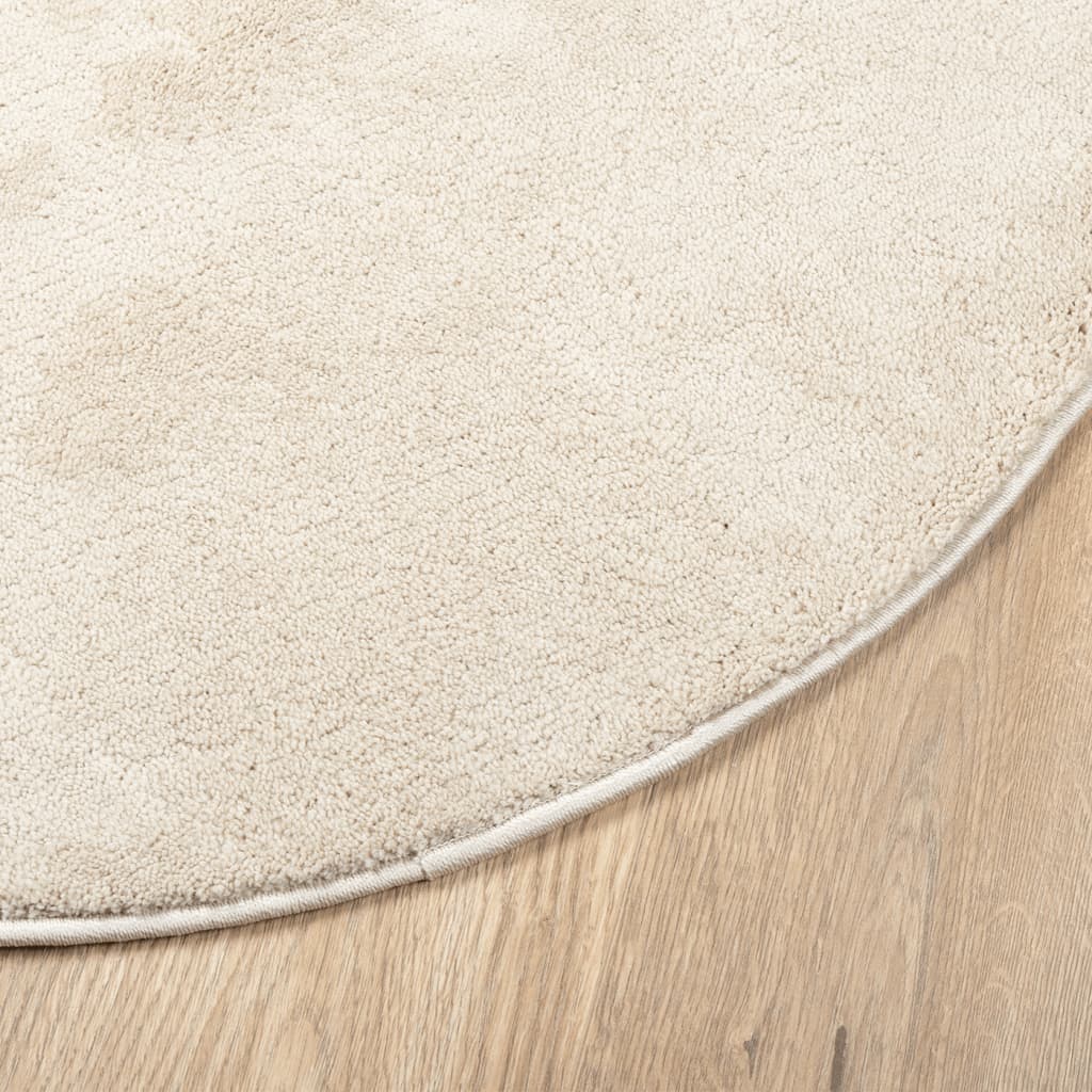 Vloerkleed OVIEDO laagpolig Ø 120 cm beige is nu te koop bij PeponiXL, paradijselijk wonen!