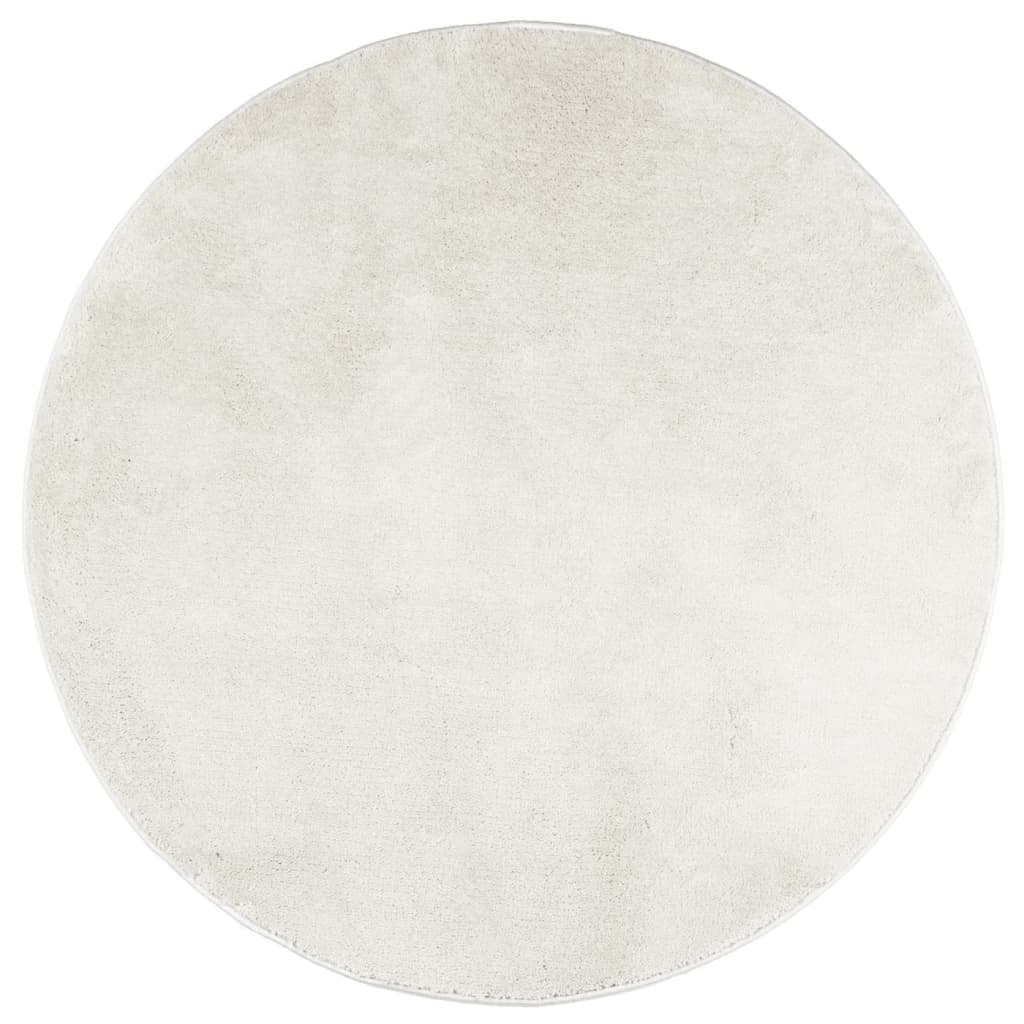 Vloerkleed OVIEDO laagpolig Ø 200 cm crèmekleurig is nu te koop bij PeponiXL, paradijselijk wonen!