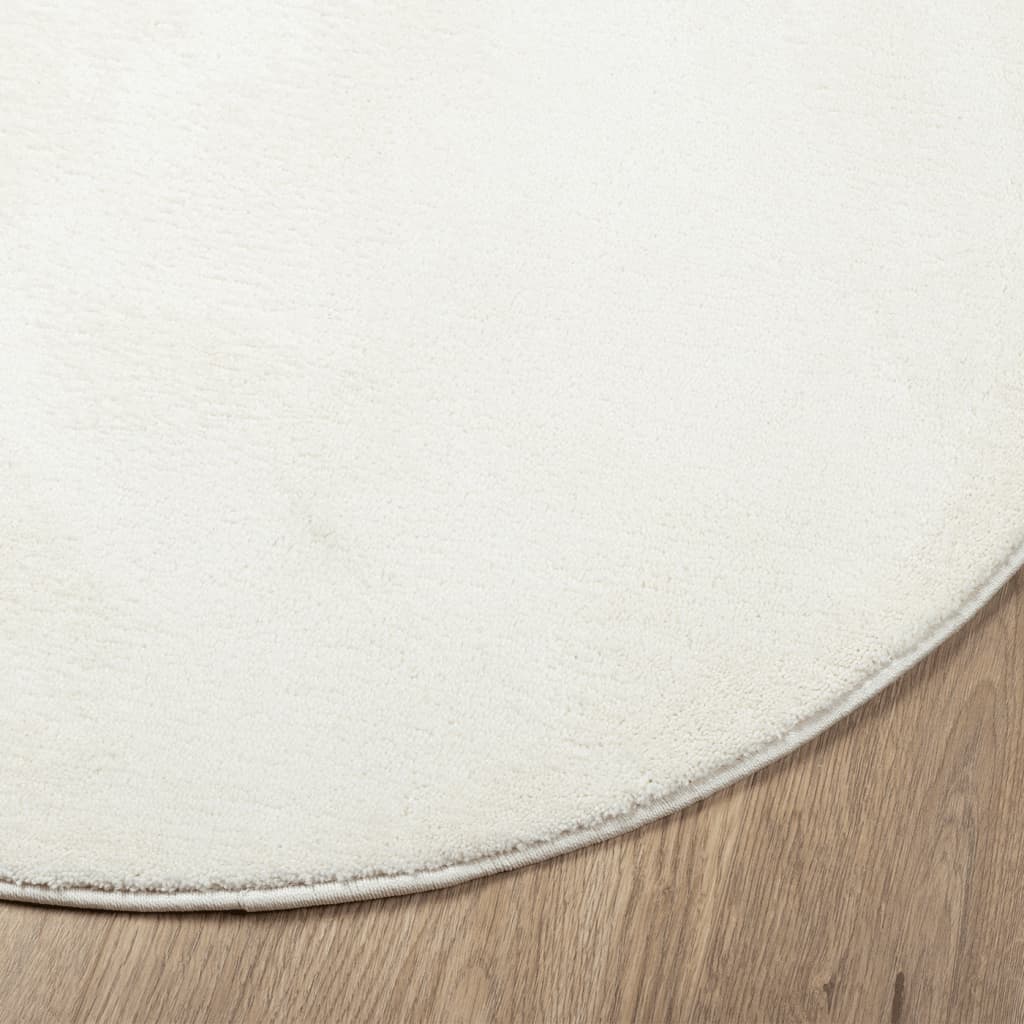 Vloerkleed OVIEDO laagpolig Ø 200 cm crèmekleurig is nu te koop bij PeponiXL, paradijselijk wonen!