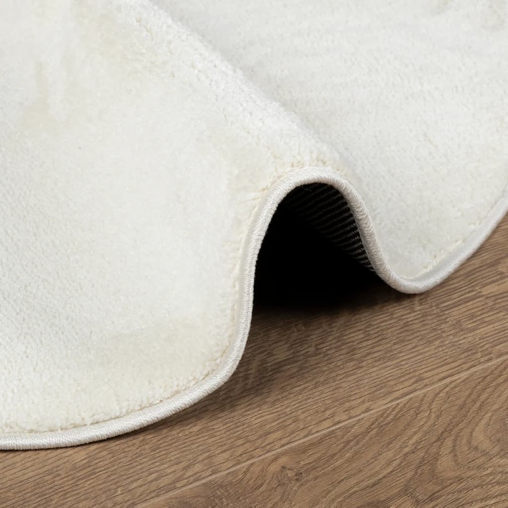 Vloerkleed OVIEDO laagpolig Ø 200 cm crèmekleurig is nu te koop bij PeponiXL, paradijselijk wonen!