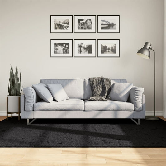Vloerkleed OVIEDO laagpolig 160x230 cm zwart is nu te koop bij PeponiXL, paradijselijk wonen!