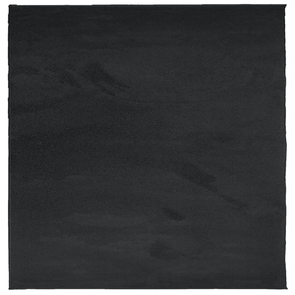 Vloerkleed OVIEDO laagpolig 200x200 cm zwart is nu te koop bij PeponiXL, paradijselijk wonen!