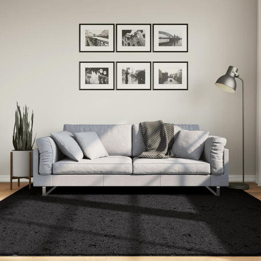 Vloerkleed OVIEDO laagpolig 200x200 cm zwart is nu te koop bij PeponiXL, paradijselijk wonen!