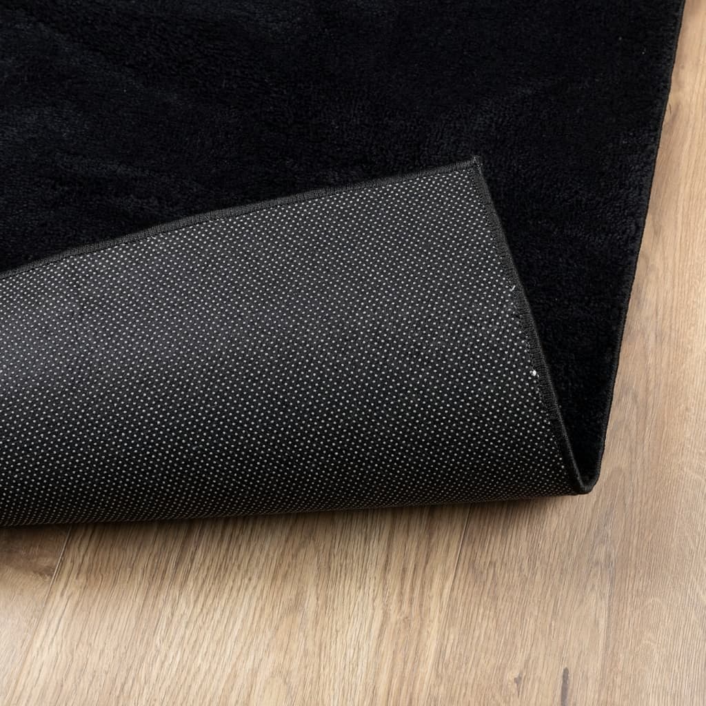 Vloerkleed OVIEDO laagpolig 240x240 cm zwart is nu te koop bij PeponiXL, paradijselijk wonen!