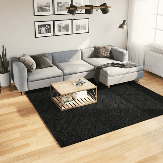 Vloerkleed OVIEDO laagpolig 240x240 cm zwart is nu te koop bij PeponiXL, paradijselijk wonen!