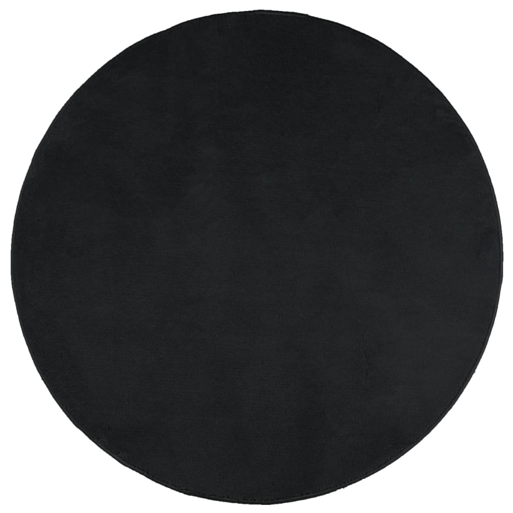 Vloerkleed OVIEDO laagpolig Ø 120 cm zwart is nu te koop bij PeponiXL, paradijselijk wonen!