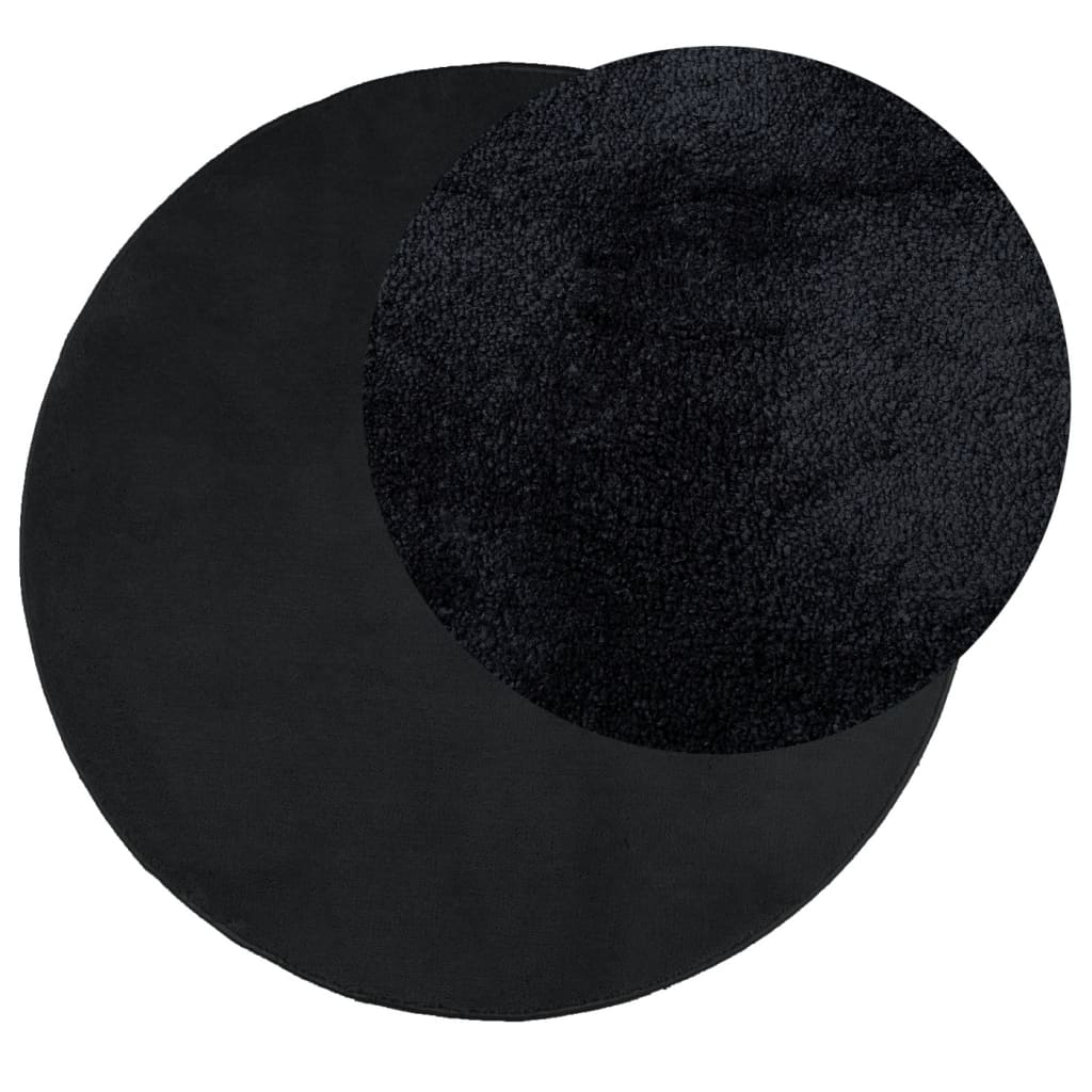 Vloerkleed OVIEDO laagpolig Ø 120 cm zwart is nu te koop bij PeponiXL, paradijselijk wonen!