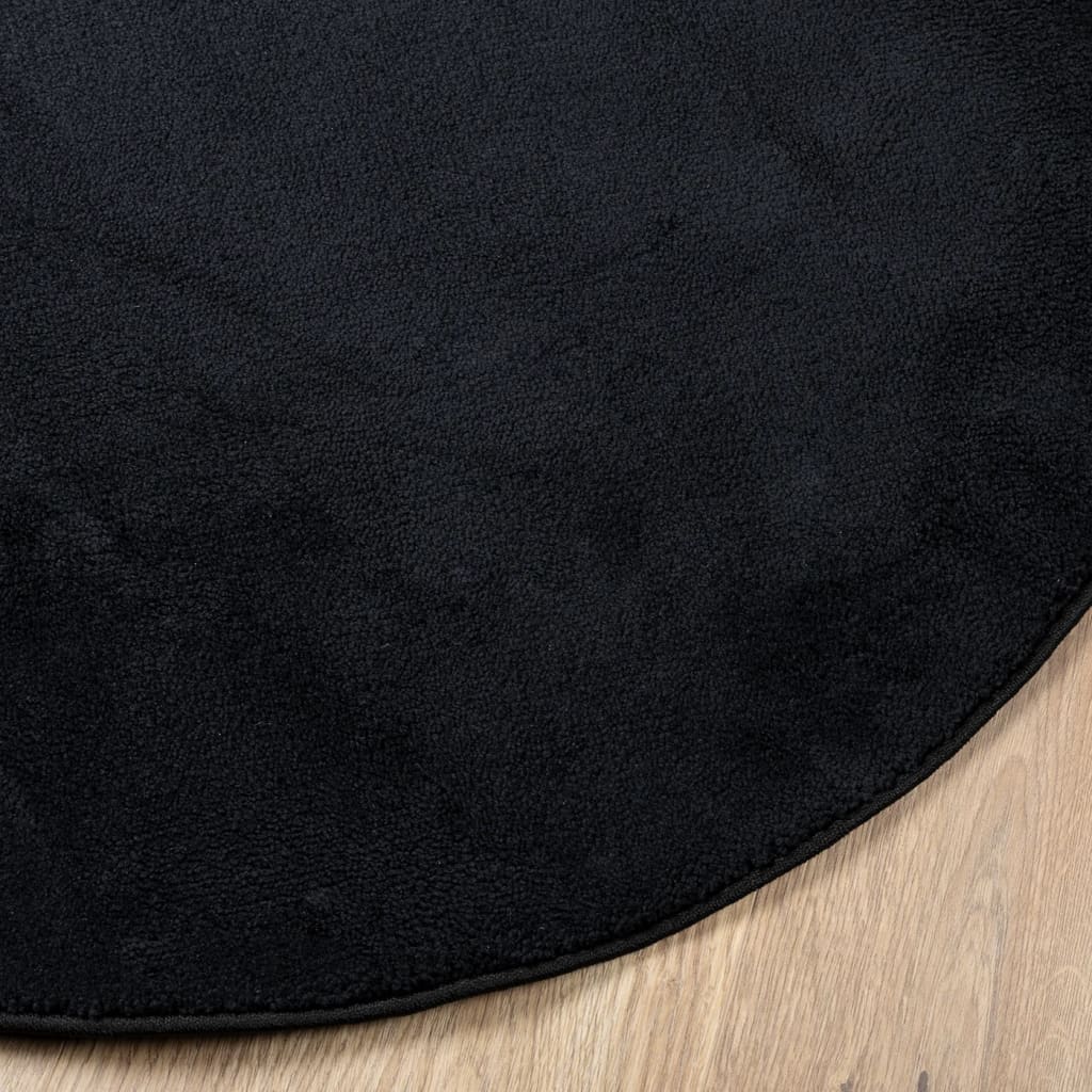 Vloerkleed OVIEDO laagpolig Ø 120 cm zwart is nu te koop bij PeponiXL, paradijselijk wonen!