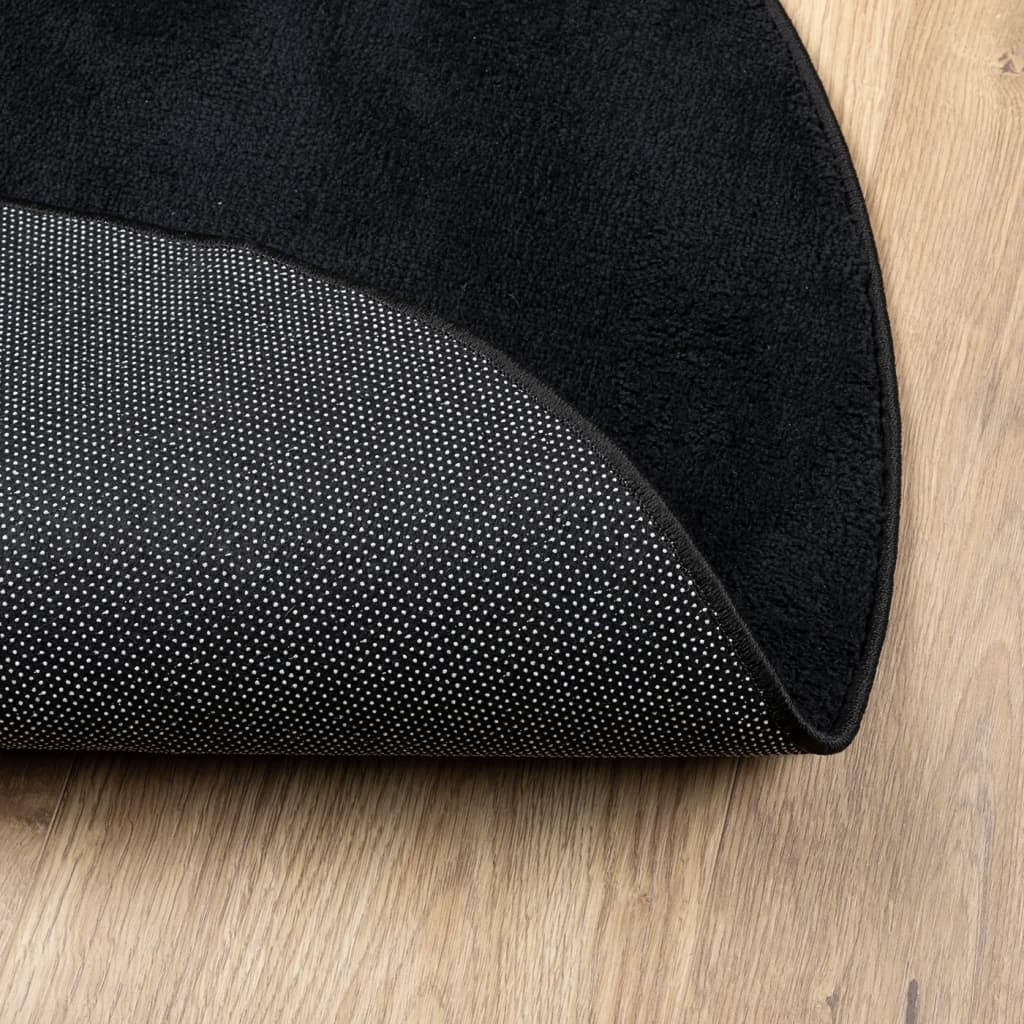Vloerkleed OVIEDO laagpolig Ø 120 cm zwart is nu te koop bij PeponiXL, paradijselijk wonen!