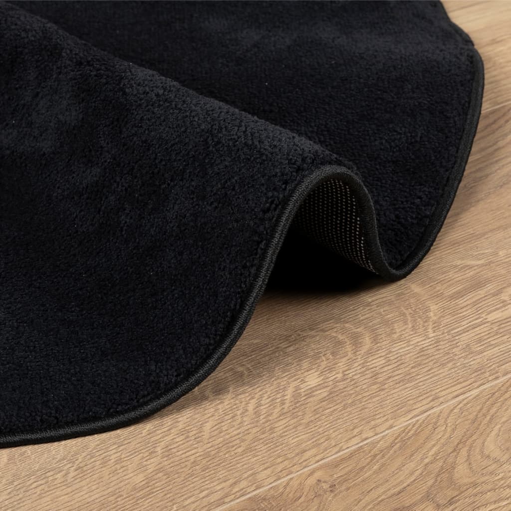Vloerkleed OVIEDO laagpolig Ø 120 cm zwart is nu te koop bij PeponiXL, paradijselijk wonen!