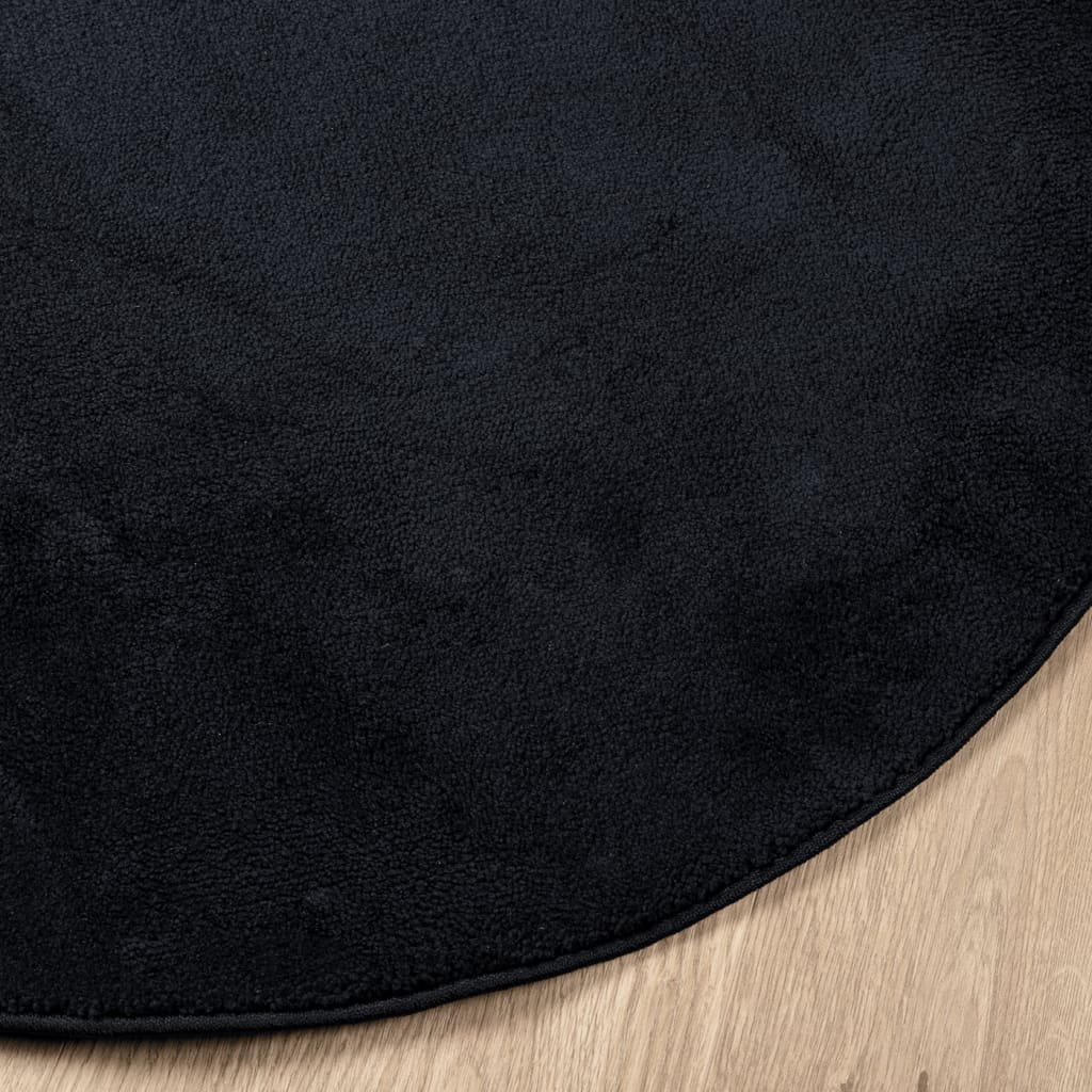 Vloerkleed OVIEDO laagpolig Ø 160 cm zwart is nu te koop bij PeponiXL, paradijselijk wonen!