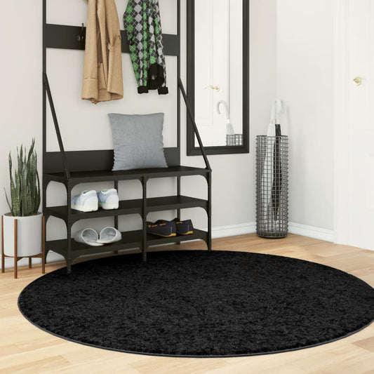 Vloerkleed OVIEDO laagpolig Ø 160 cm zwart is nu te koop bij PeponiXL, paradijselijk wonen!