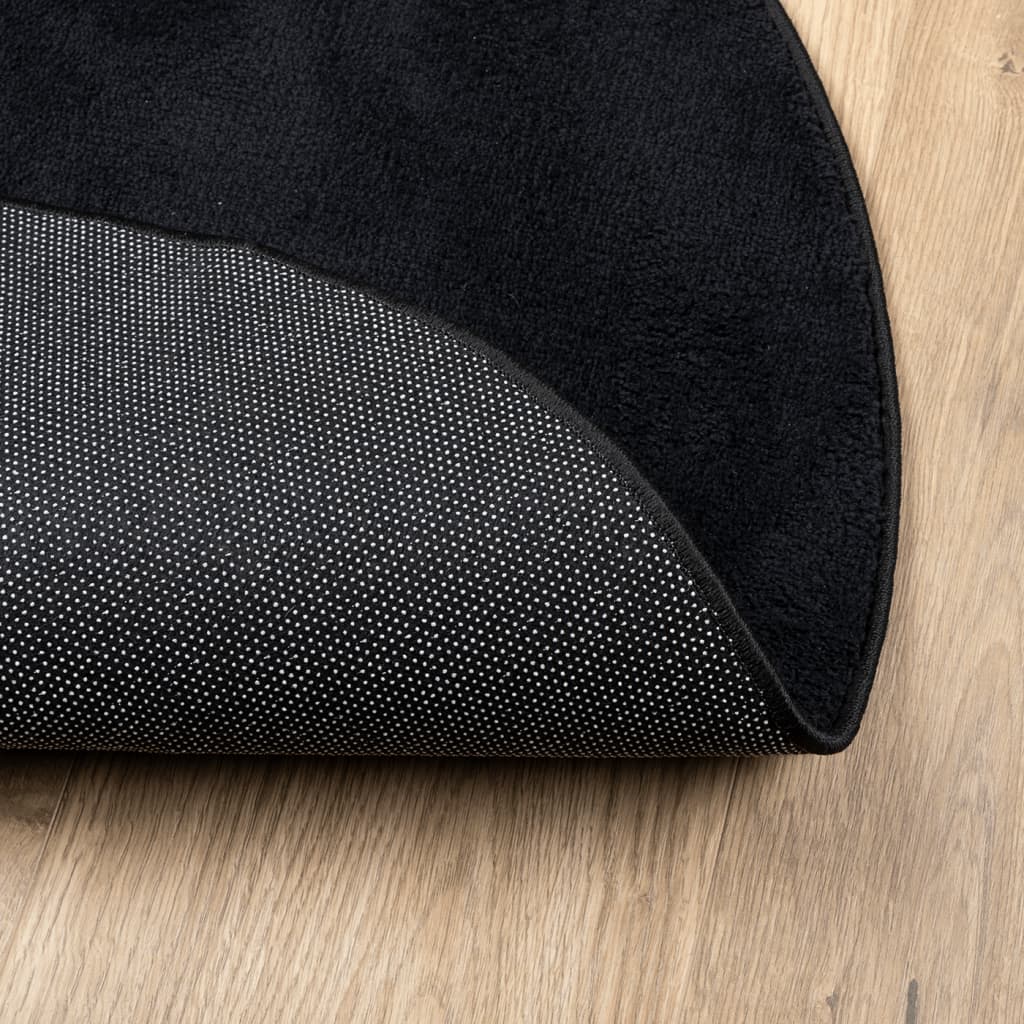Vloerkleed OVIEDO laagpolig Ø 200 cm zwart is nu te koop bij PeponiXL, paradijselijk wonen!