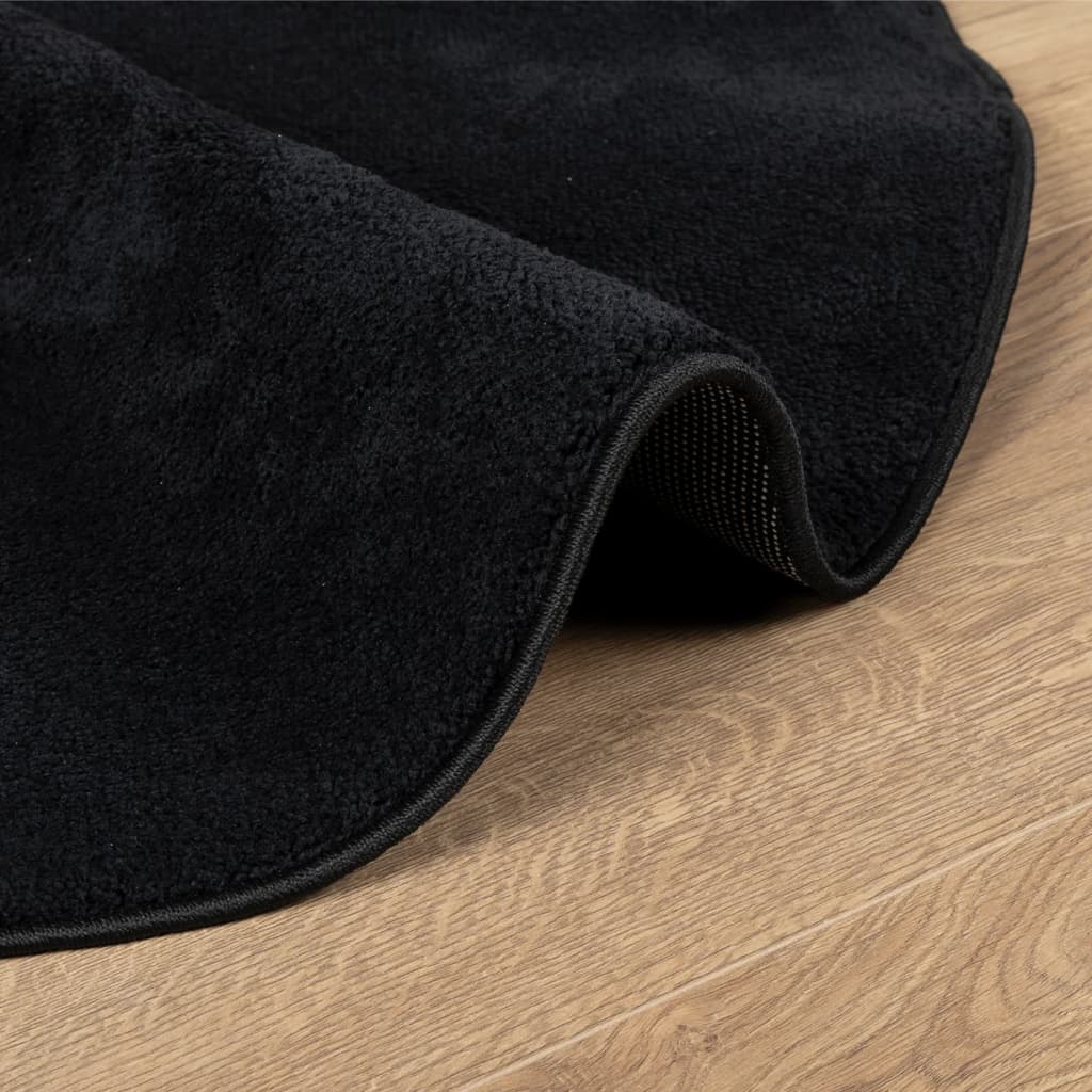 Vloerkleed OVIEDO laagpolig Ø 200 cm zwart is nu te koop bij PeponiXL, paradijselijk wonen!