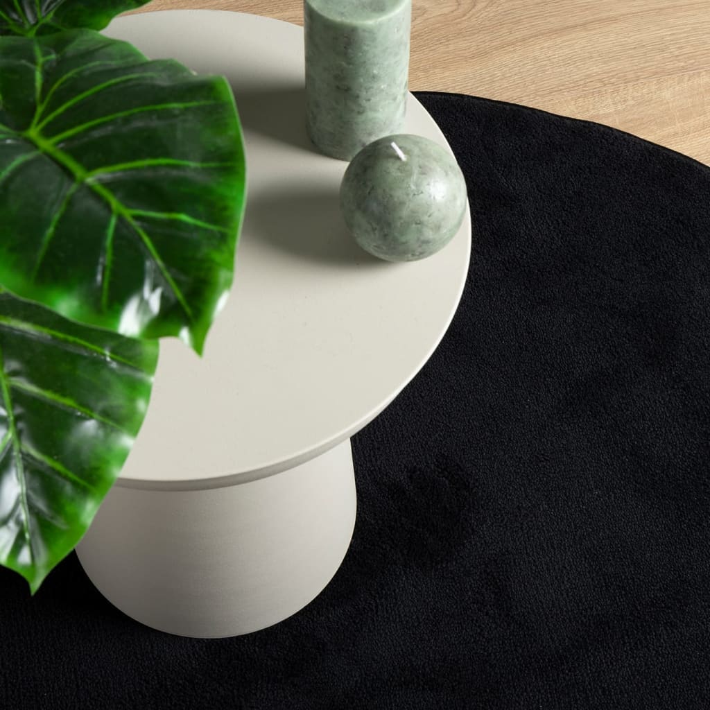Vloerkleed OVIEDO laagpolig Ø 200 cm zwart is nu te koop bij PeponiXL, paradijselijk wonen!