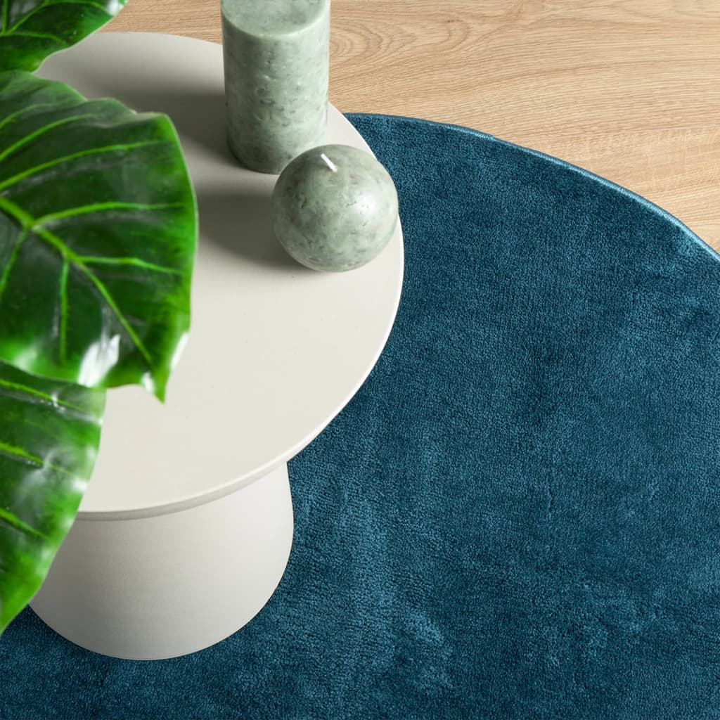 Vloerkleed OVIEDO laagpolig Ø 120 cm turquoise is nu te koop bij PeponiXL, paradijselijk wonen!