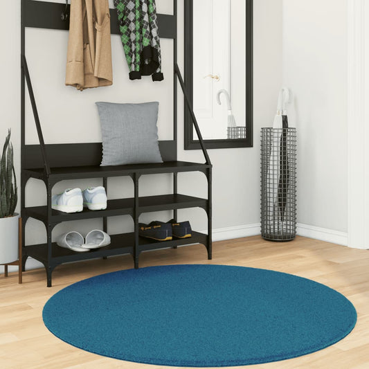 Vloerkleed OVIEDO laagpolig Ø 120 cm turquoise is nu te koop bij PeponiXL, paradijselijk wonen!