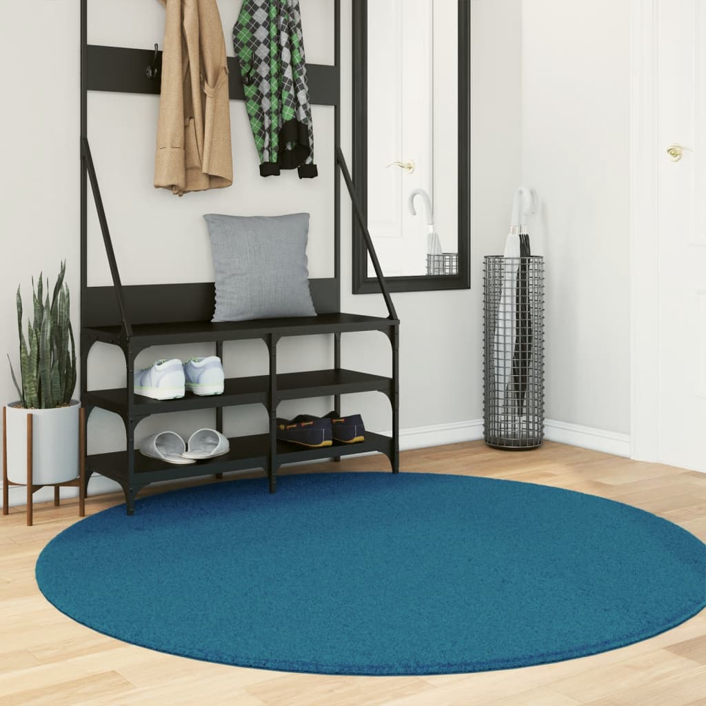 Vloerkleed OVIEDO laagpolig Ø 160 cm turquoise is nu te koop bij PeponiXL, paradijselijk wonen!