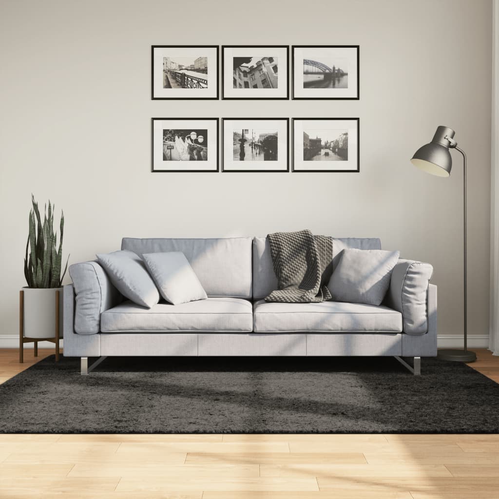 Vloerkleed ISTAN hoogpolig glanzend 140x200 cm antracietkleurig is nu te koop bij PeponiXL, paradijselijk wonen!