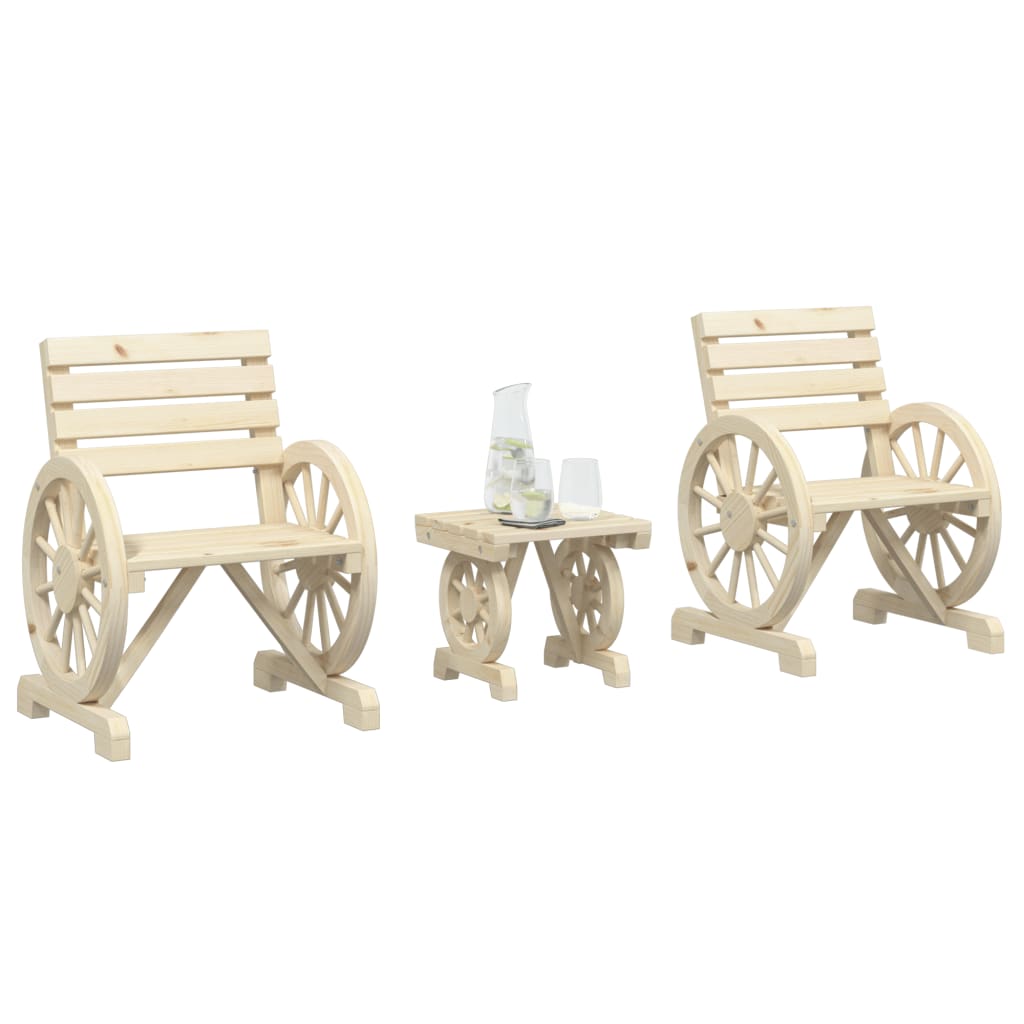 3-delige Loungeset massief vurenhout is nu te koop bij PeponiXL, paradijselijk wonen!