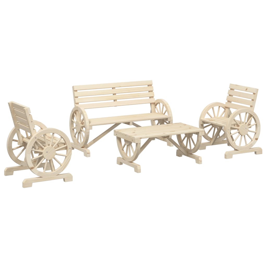 4-delige Loungeset massief vurenhout is nu te koop bij PeponiXL, paradijselijk wonen!