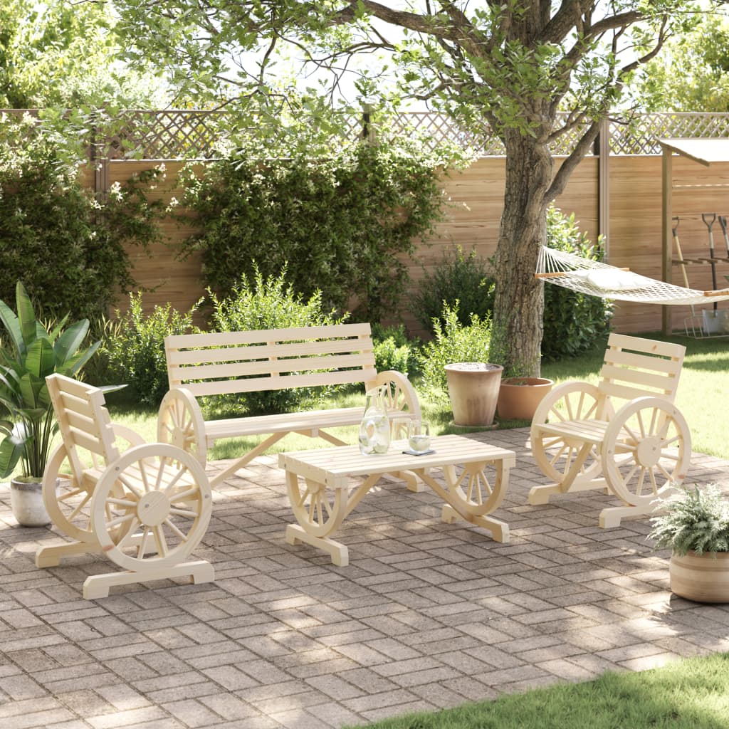 4-delige Loungeset massief vurenhout is nu te koop bij PeponiXL, paradijselijk wonen!
