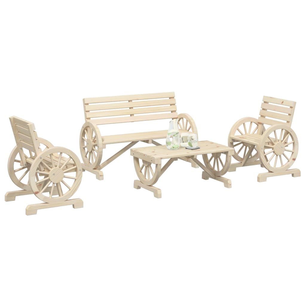 4-delige Loungeset massief vurenhout is nu te koop bij PeponiXL, paradijselijk wonen!