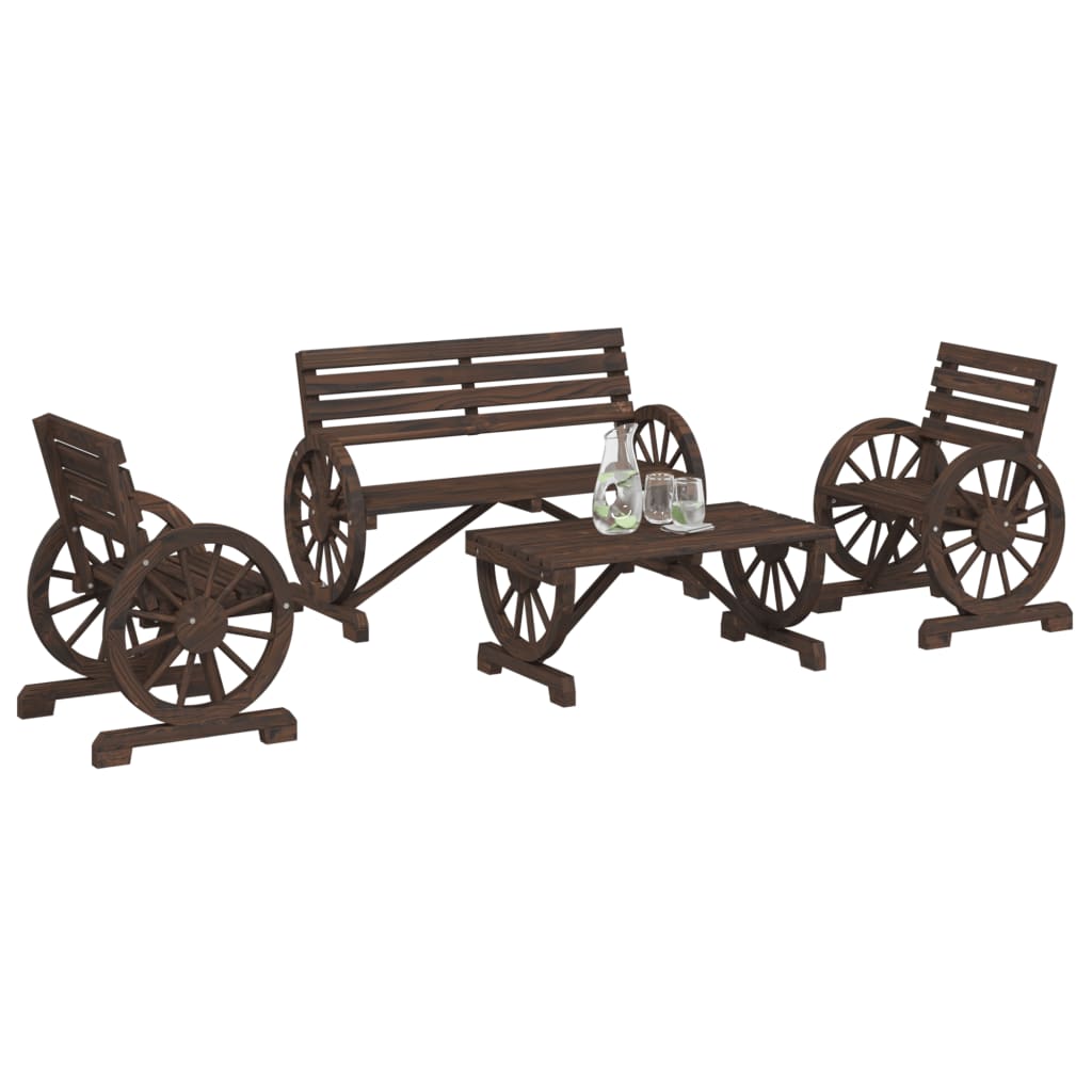 4-delige Loungeset massief vurenhout is nu te koop bij PeponiXL, paradijselijk wonen!
