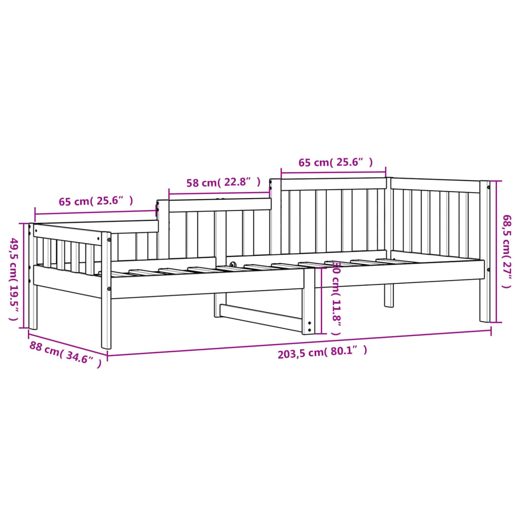 Slaapbank zonder matras 80x200 cm massief grenenhout is nu te koop bij PeponiXL, paradijselijk wonen!