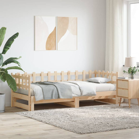 Slaapbank uitschuifbaar 2x(80x200) cm massief grenenhout is nu te koop bij PeponiXL, paradijselijk wonen!
