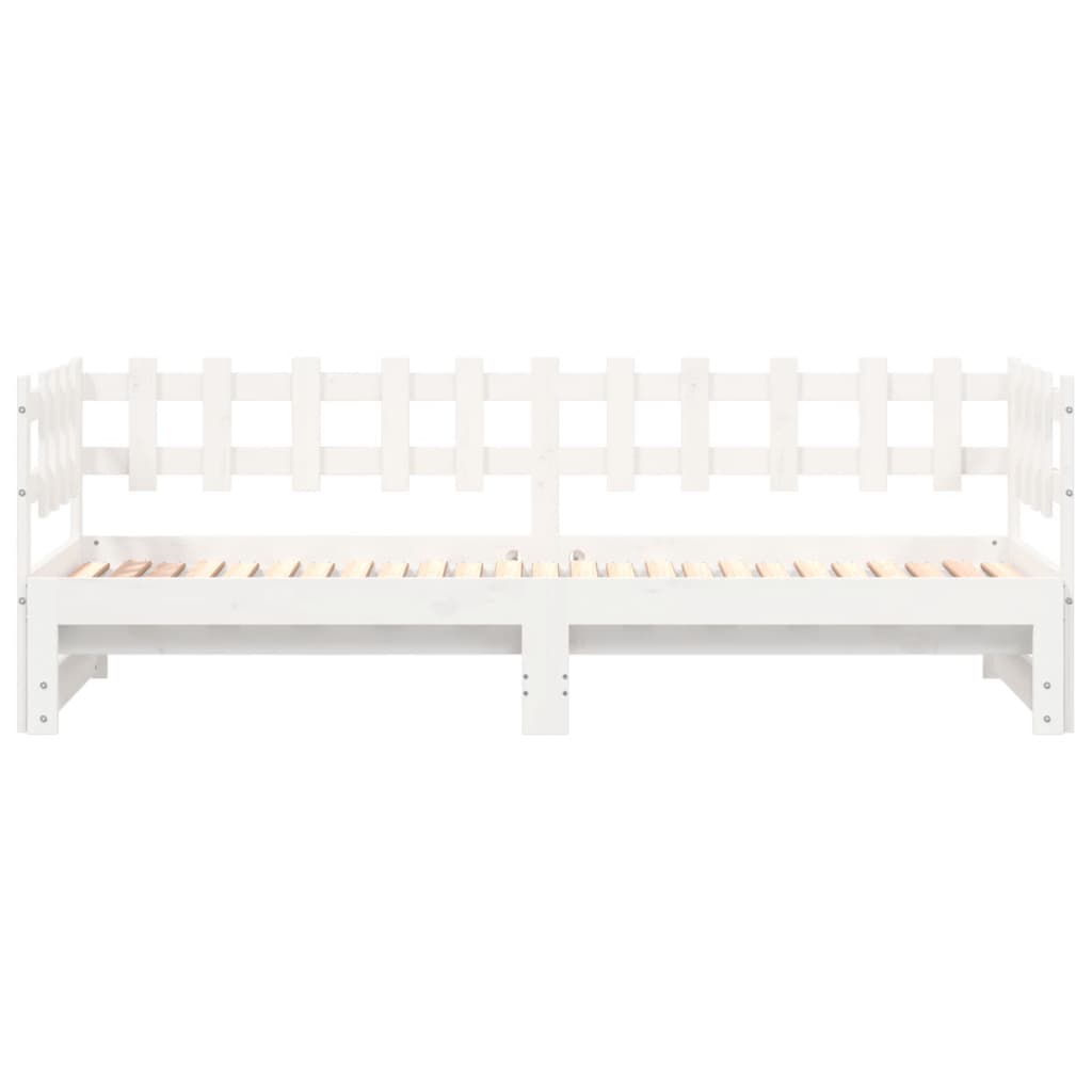 Slaapbank uitschuifbaar 2x(80x200) cm massief grenenhout wit
