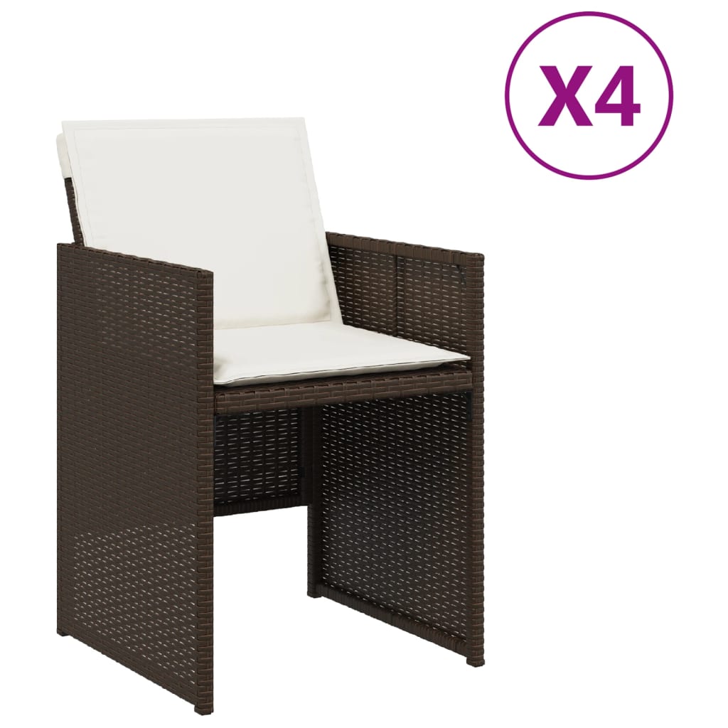 Tuinstoelen 4 st met kussens poly rattan bruin is nu te koop bij PeponiXL, paradijselijk wonen!