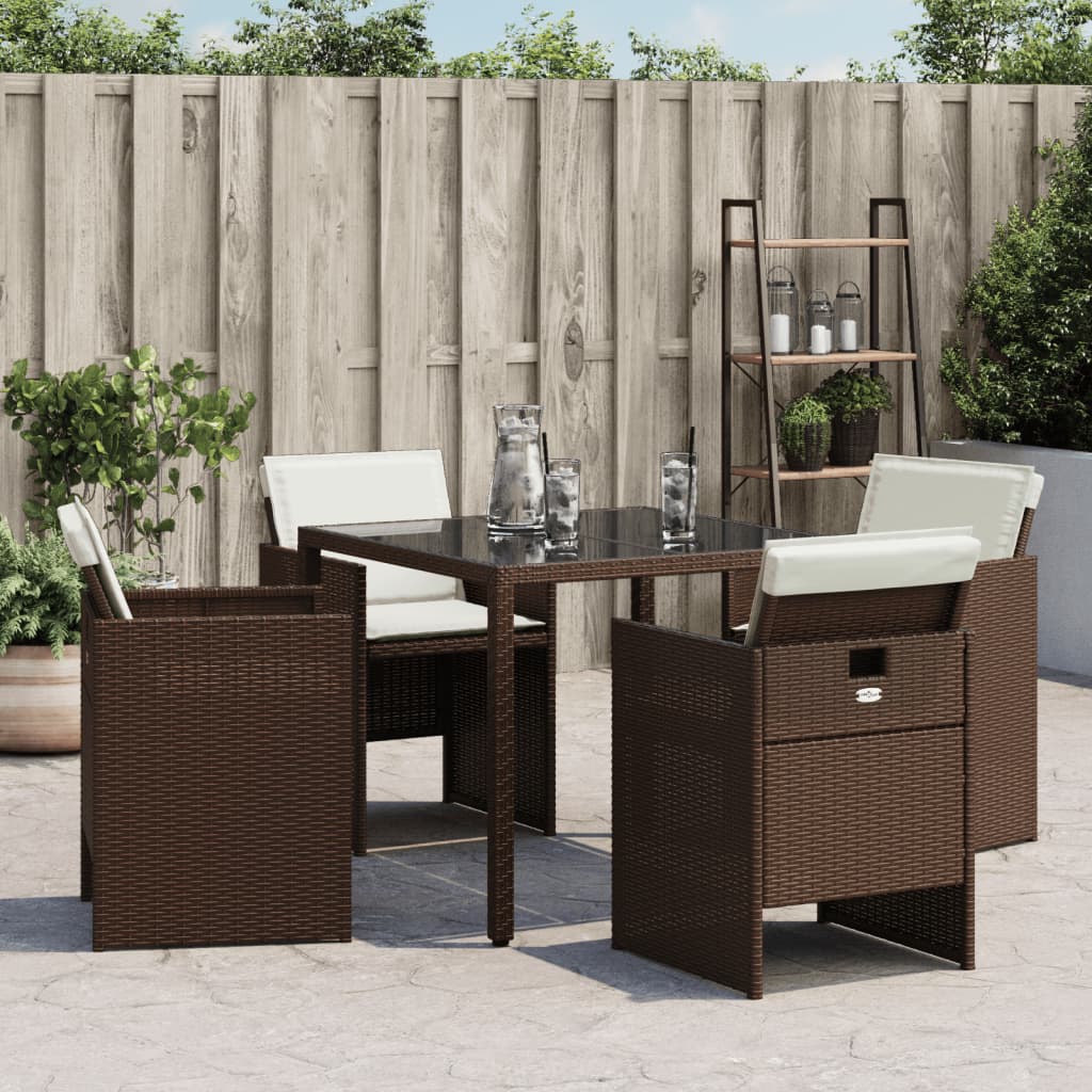 Tuinstoelen 4 st met kussens poly rattan bruin is nu te koop bij PeponiXL, paradijselijk wonen!