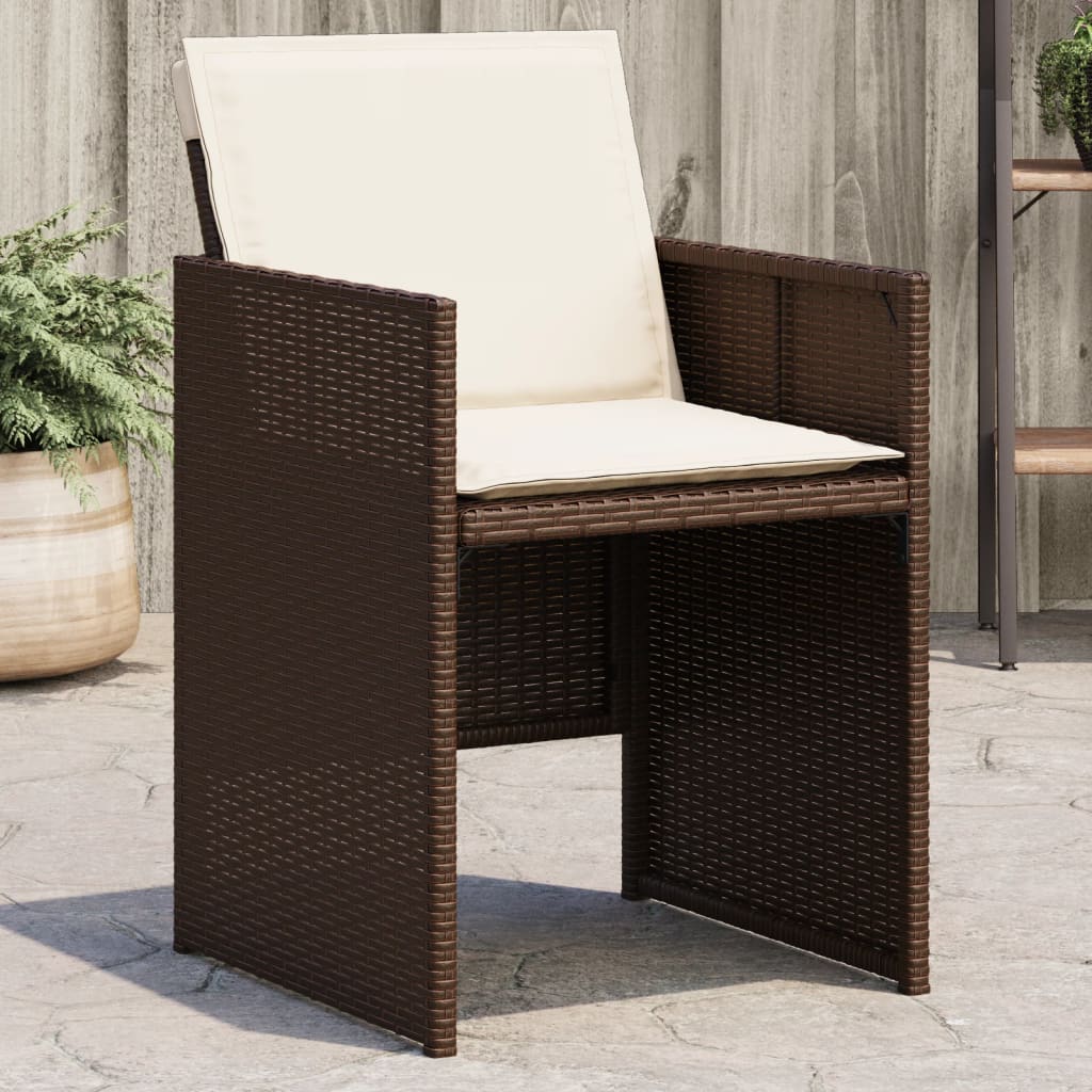 Tuinstoelen 4 st met kussens poly rattan bruin is nu te koop bij PeponiXL, paradijselijk wonen!