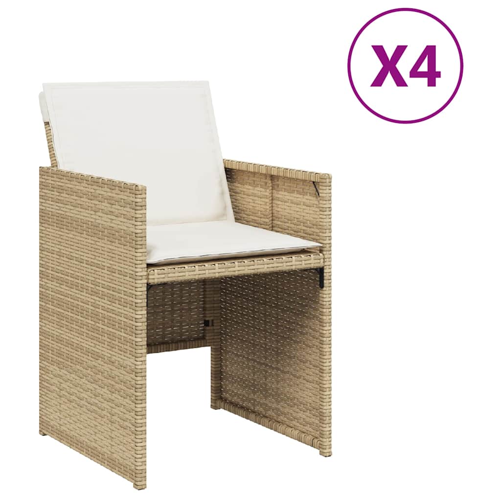 Tuinstoelen 4 st met kussens poly rattan beige is nu te koop bij PeponiXL, paradijselijk wonen!