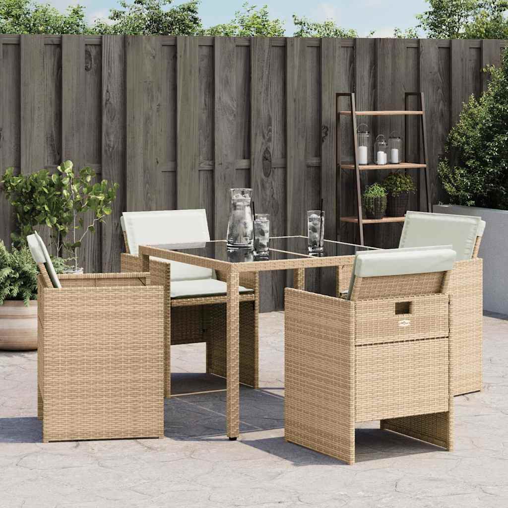 Tuinstoelen 4 st met kussens poly rattan beige is nu te koop bij PeponiXL, paradijselijk wonen!