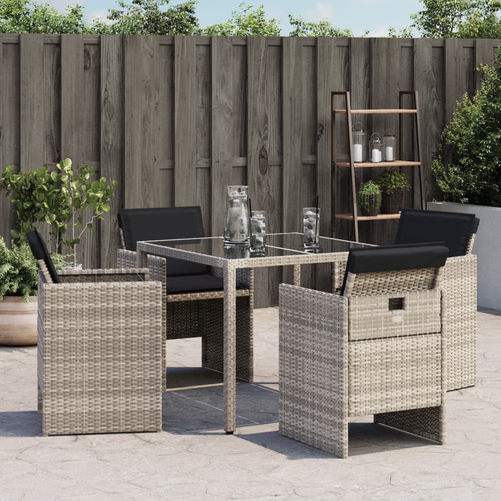Tuinstoelen 4 st met kussens poly rattan lichtgrijs is nu te koop bij PeponiXL, paradijselijk wonen!