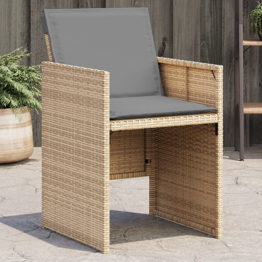 Tuinstoelen 4 st met kussens poly rattan gemengd beige is nu te koop bij PeponiXL, paradijselijk wonen!