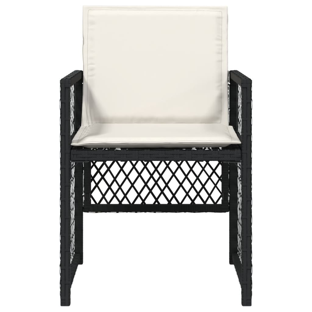 Tuinstoelen 4 st met kussens poly rattan zwart is nu te koop bij PeponiXL, paradijselijk wonen!