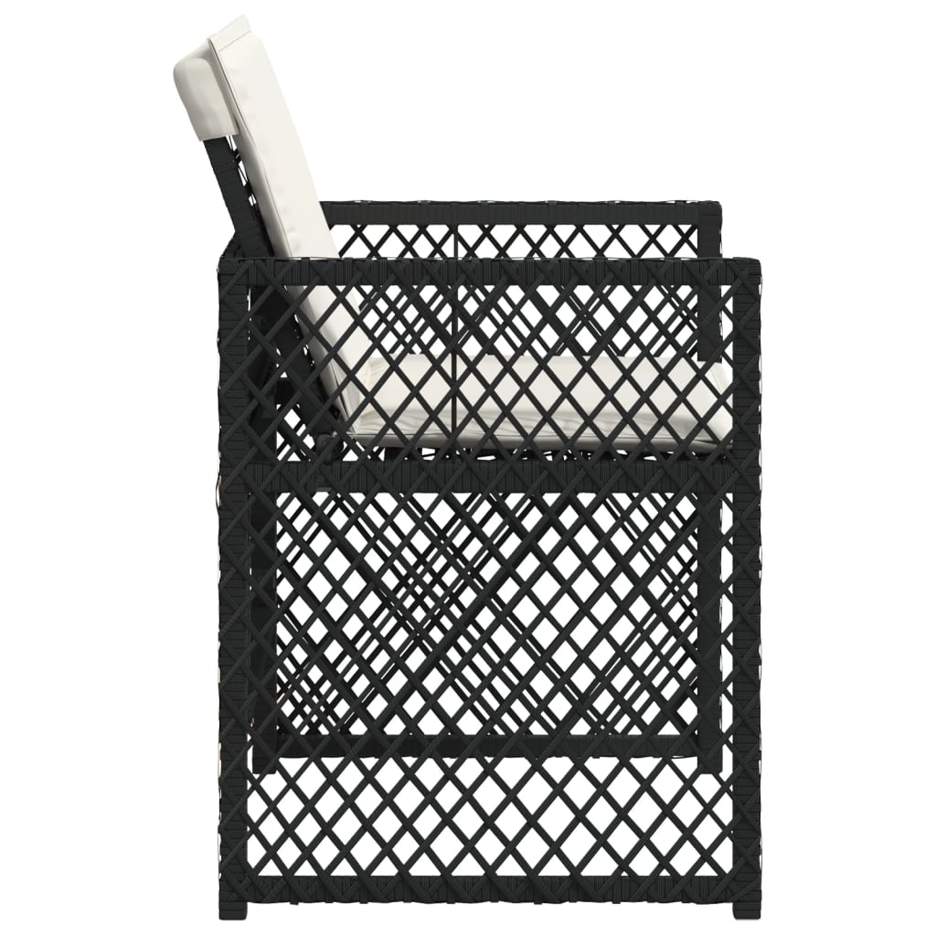 Tuinstoelen 4 st met kussens poly rattan zwart is nu te koop bij PeponiXL, paradijselijk wonen!