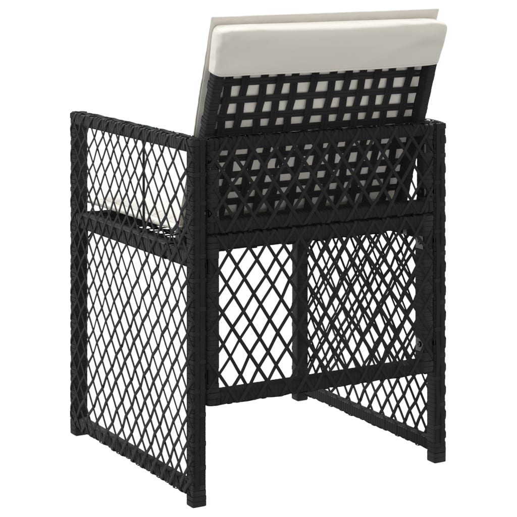 Tuinstoelen 4 st met kussens poly rattan zwart is nu te koop bij PeponiXL, paradijselijk wonen!