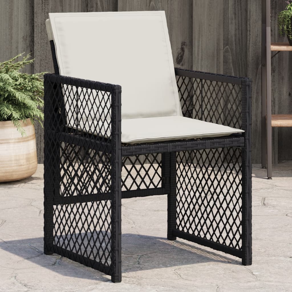 Tuinstoelen 4 st met kussens poly rattan zwart is nu te koop bij PeponiXL, paradijselijk wonen!