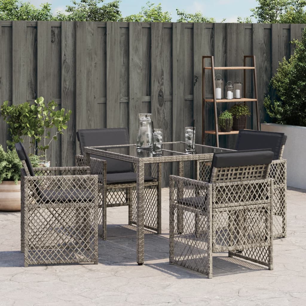 Tuinstoelen 4 st met kussens poly rattan grijs is nu te koop bij PeponiXL, paradijselijk wonen!