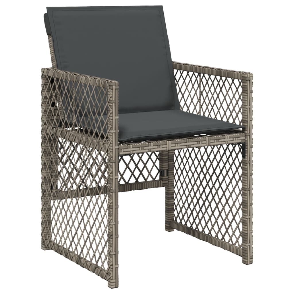 Tuinstoelen 4 st met kussens poly rattan grijs is nu te koop bij PeponiXL, paradijselijk wonen!