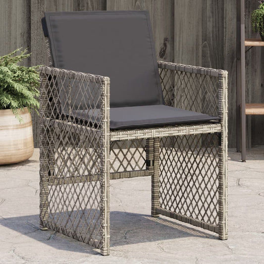Tuinstoelen 4 st met kussens poly rattan grijs is nu te koop bij PeponiXL, paradijselijk wonen!