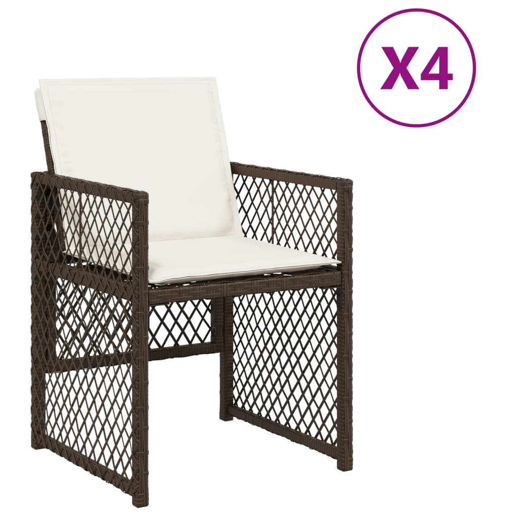 Tuinstoelen 4 st met kussens poly rattan bruin is nu te koop bij PeponiXL, paradijselijk wonen!